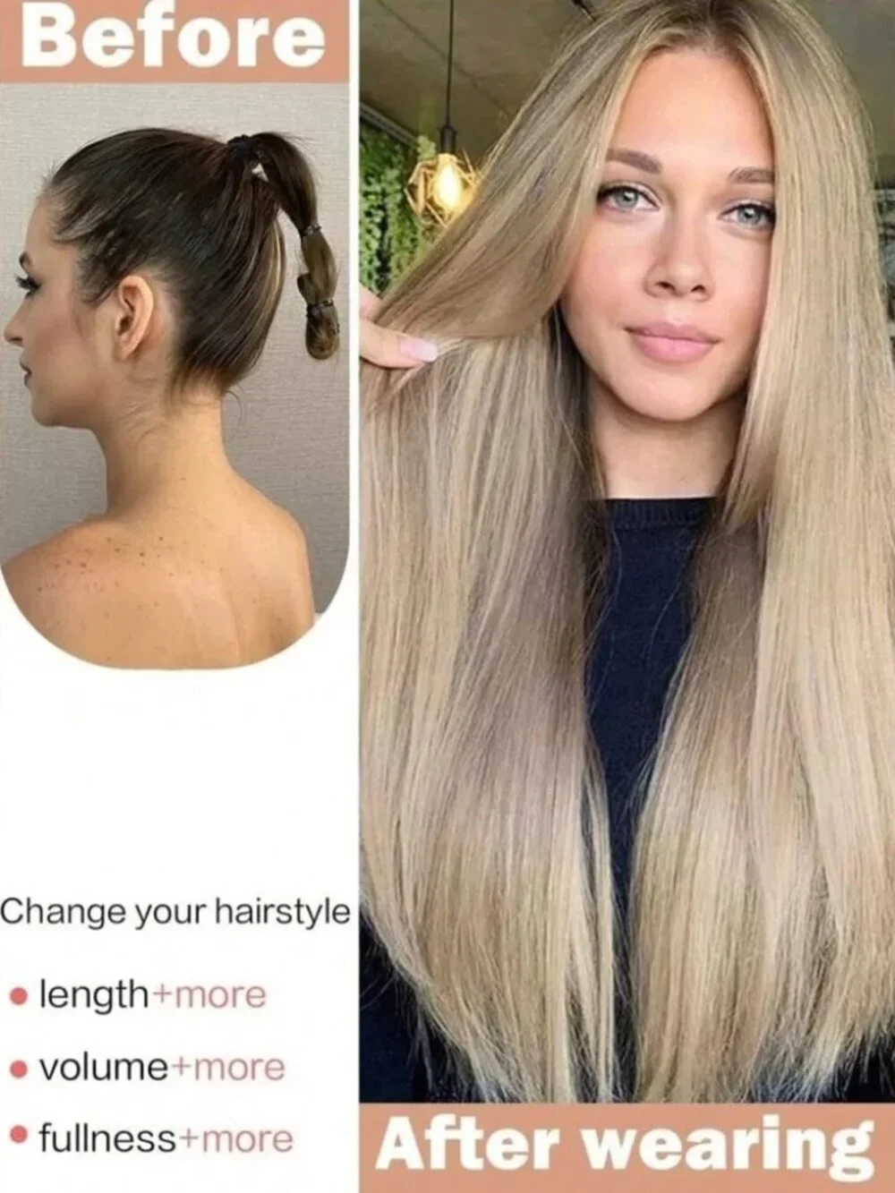 24 in Natural Ash Blonde with Highlight Straight long Hair Extensions